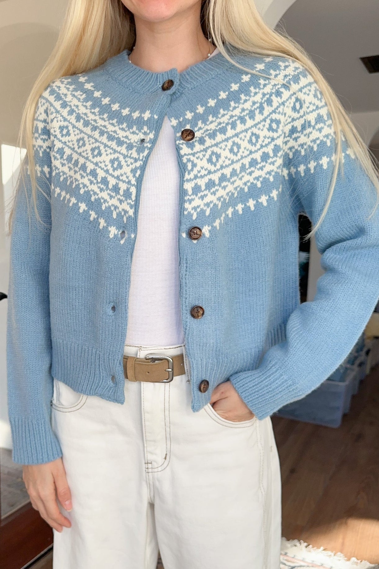 Evie Cardigan in Dusty Blue - Neutral Ground