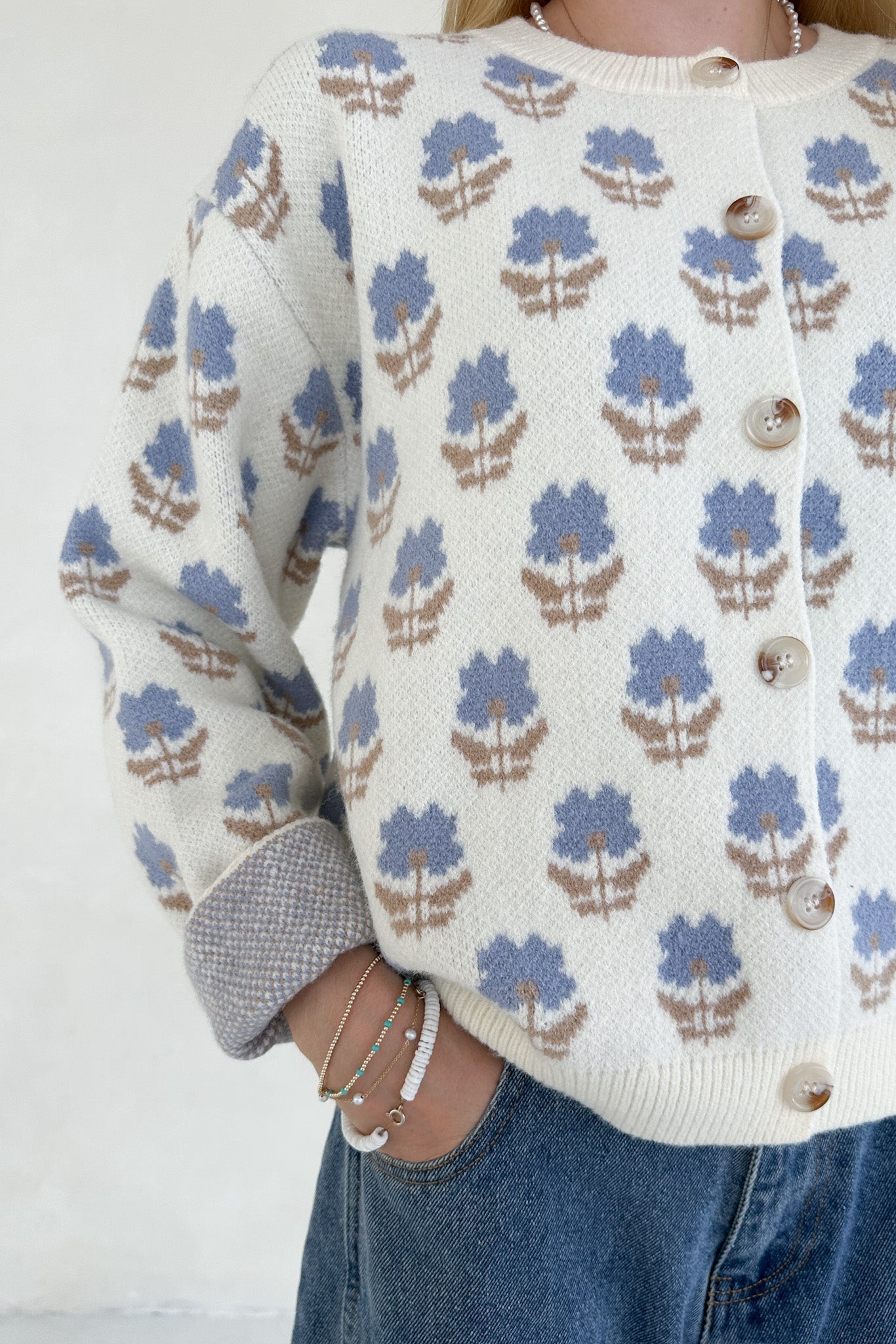 Fallon Periwinkle Floral Cardigan - Neutral Ground
