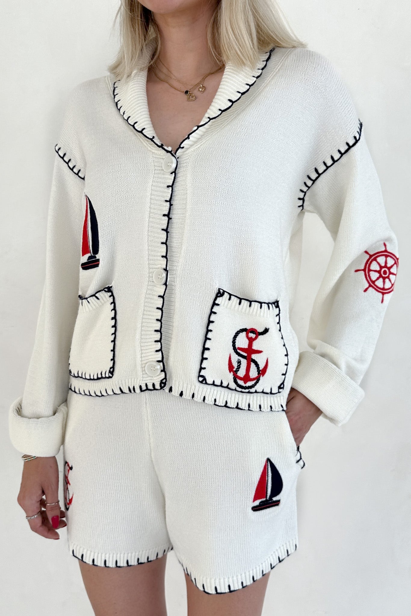 First Mate Embroidered Lightweight Knit Shorts - Neutral Ground