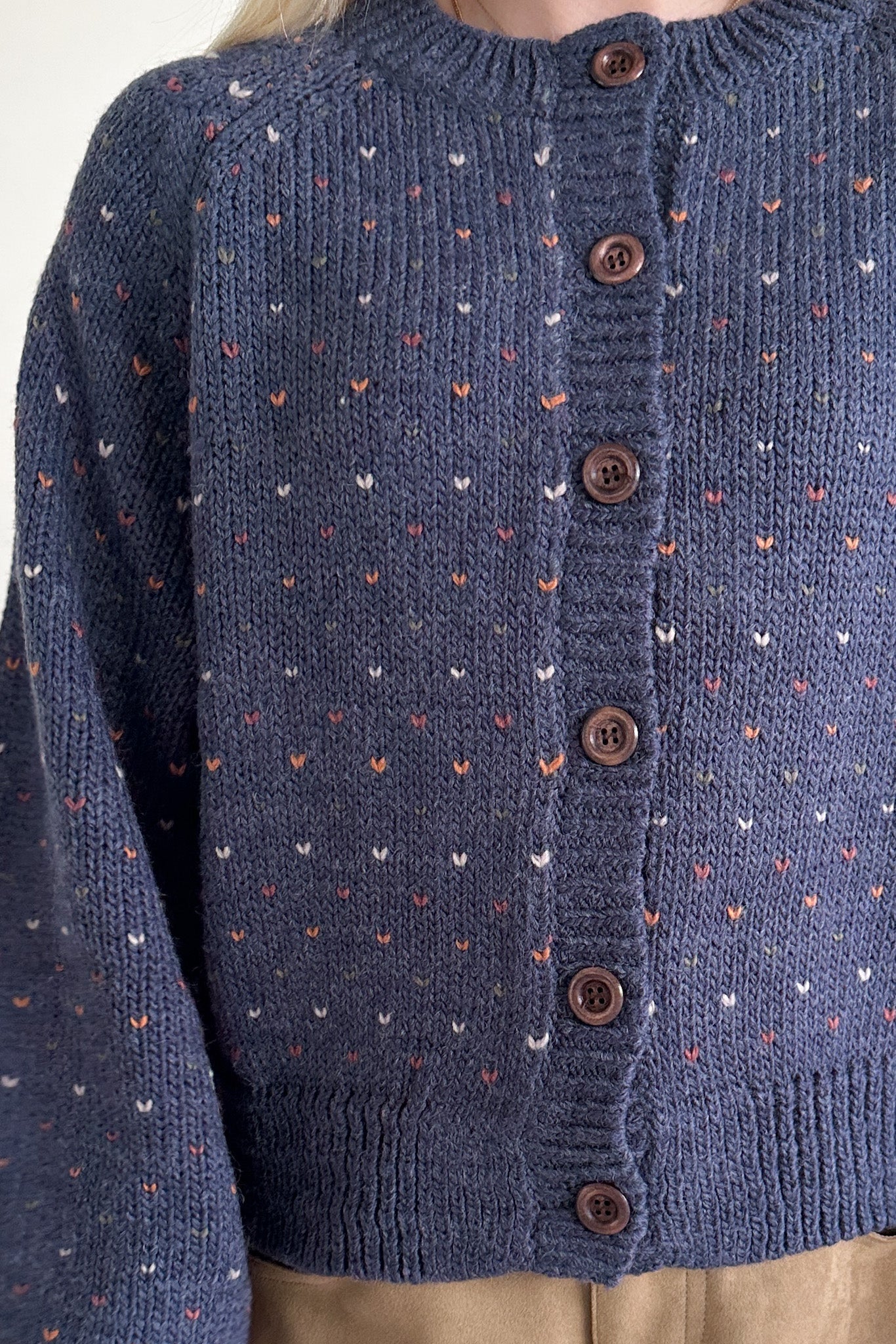 Flutter Button Down Hearts Cardigan in Navy - Neutral Ground