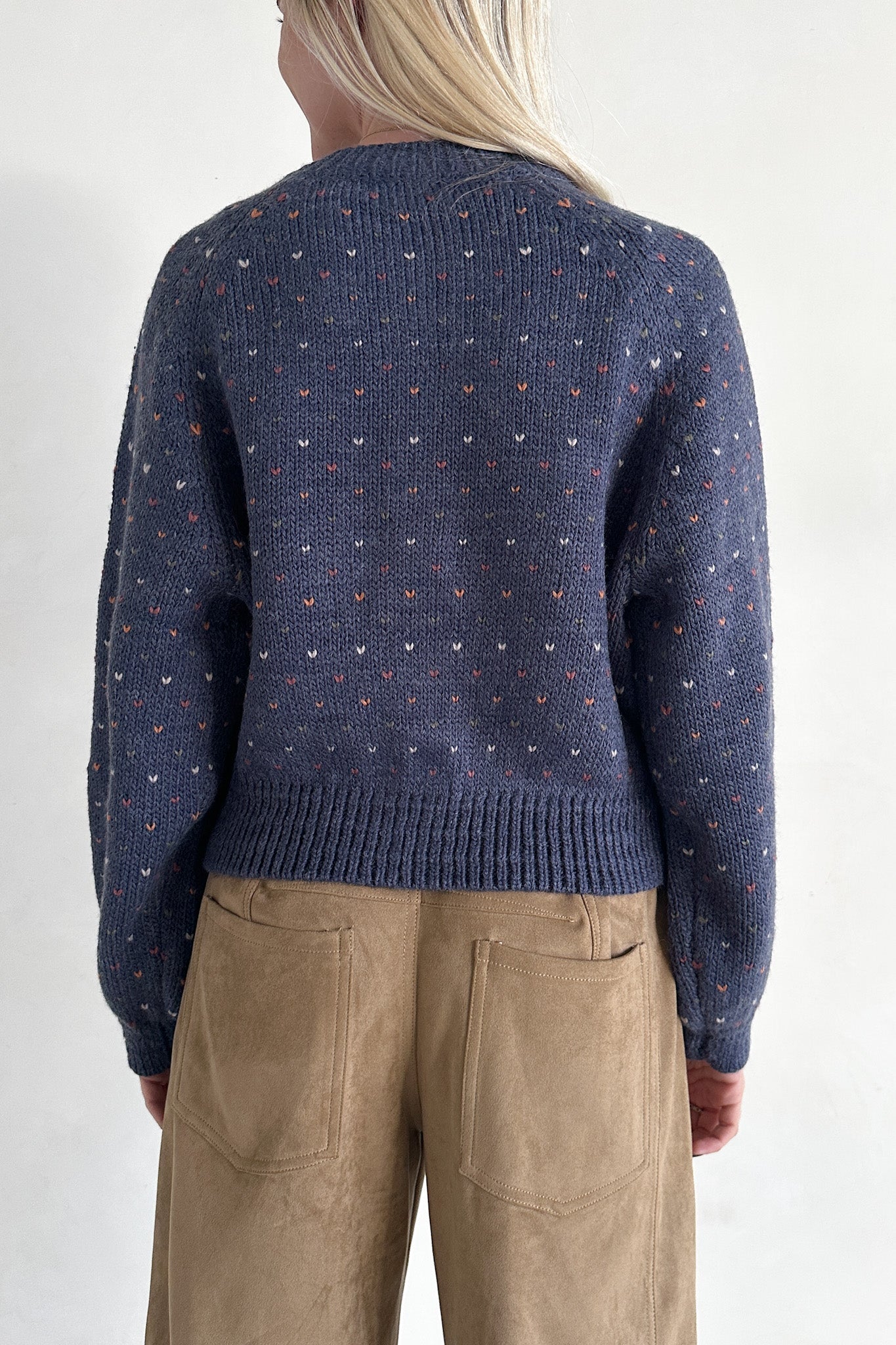 Flutter Button Down Hearts Cardigan in Navy - Neutral Ground