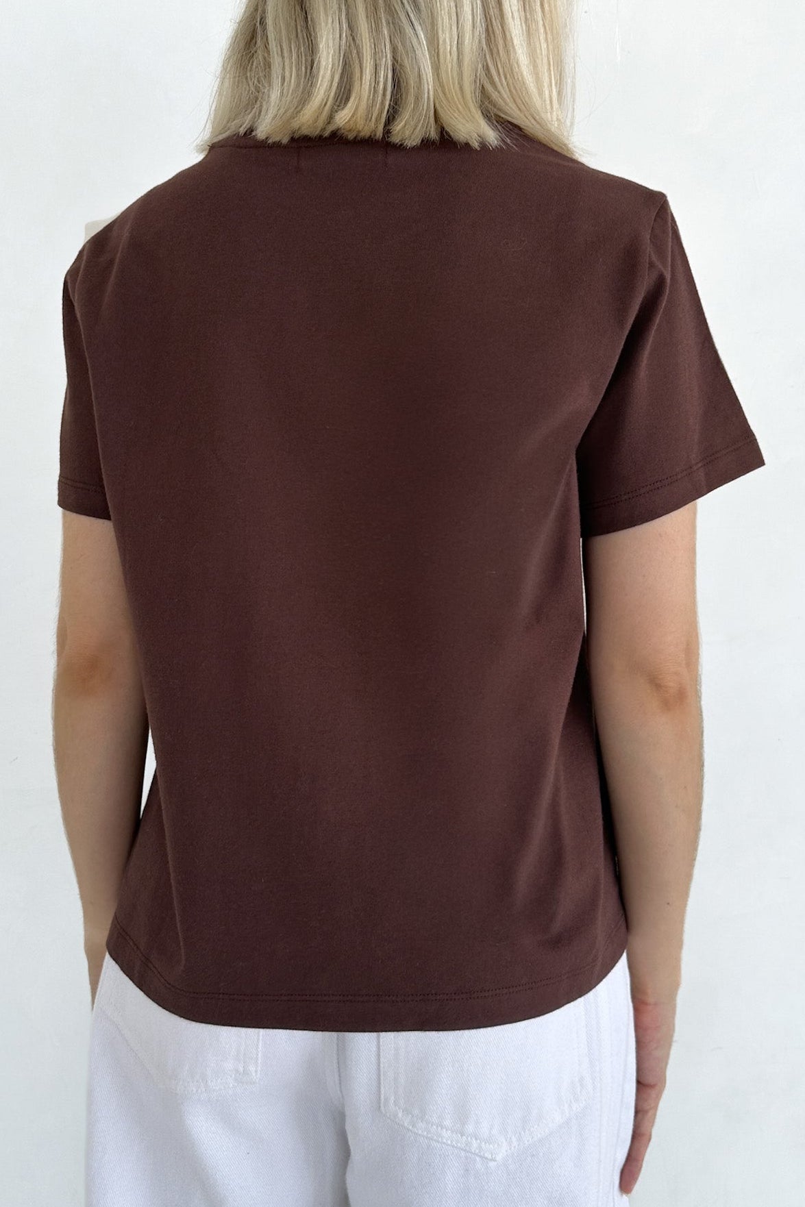 Foundation Short Sleeve Cotton Tee in Chocolate - Neutral Ground