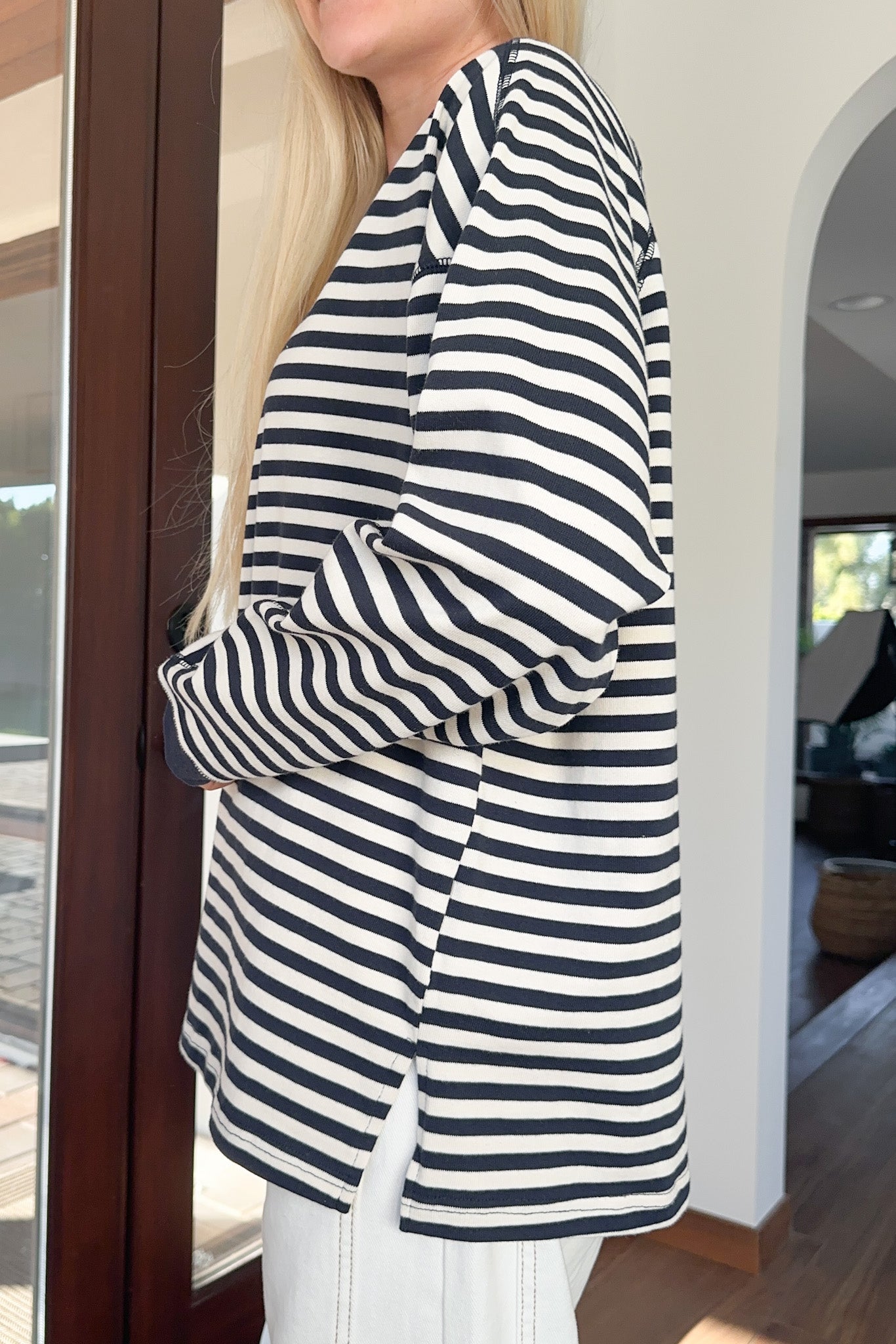 Frankie Cotton Striped Pullover Top in Navy - Neutral Ground