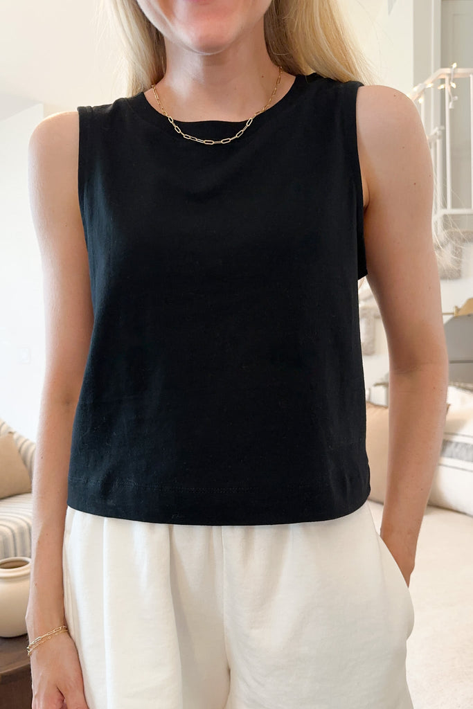 Frankie Organic Cotton Tank Top in Black - Neutral Ground