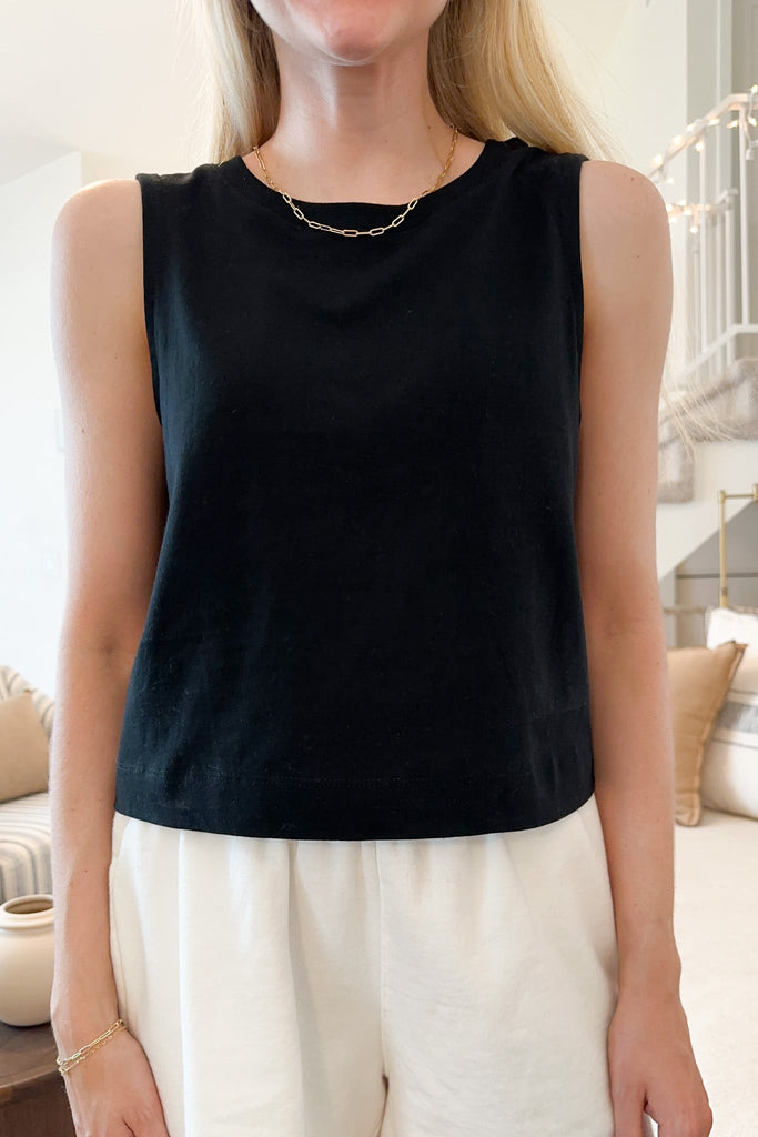 Frankie Organic Cotton Tank Top in Black - Neutral Ground