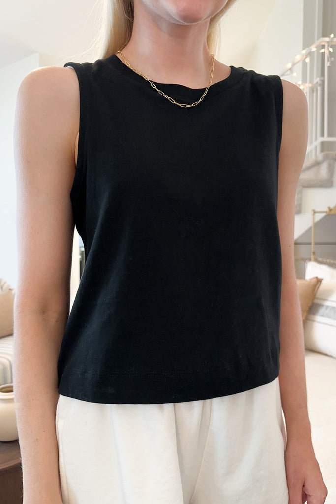 Frankie Organic Cotton Tank Top in Black - Neutral Ground