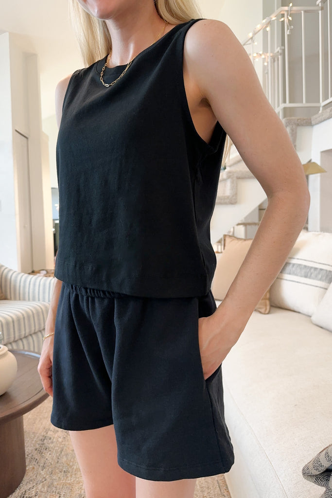 Frankie Organic Cotton Tank Top in Black - Neutral Ground