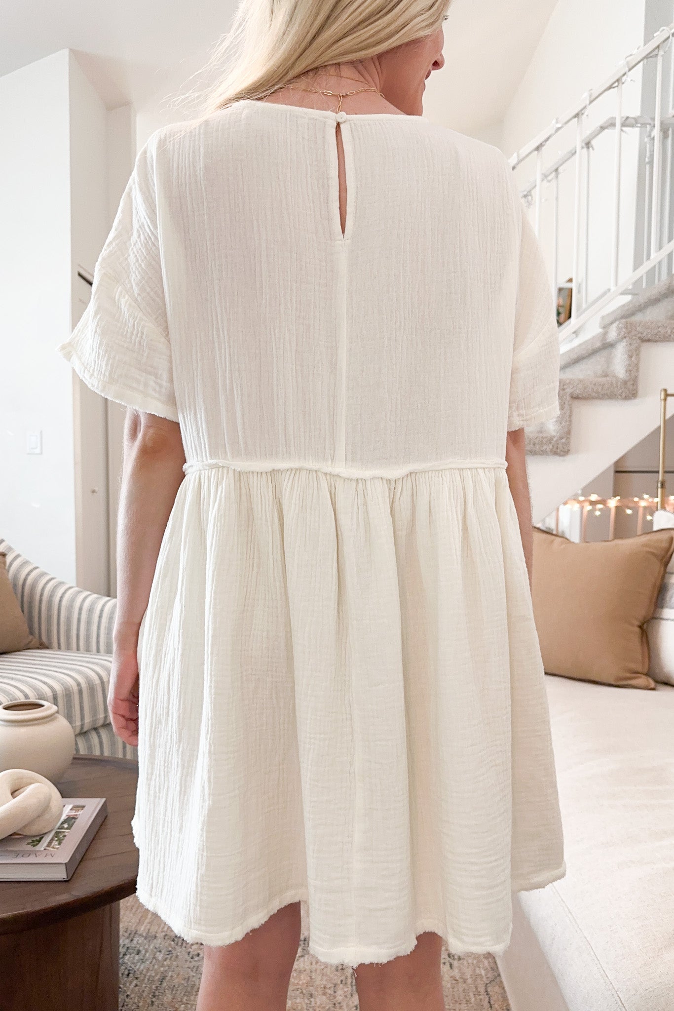 Free Falling Cotton Mini Dress - Neutral Ground