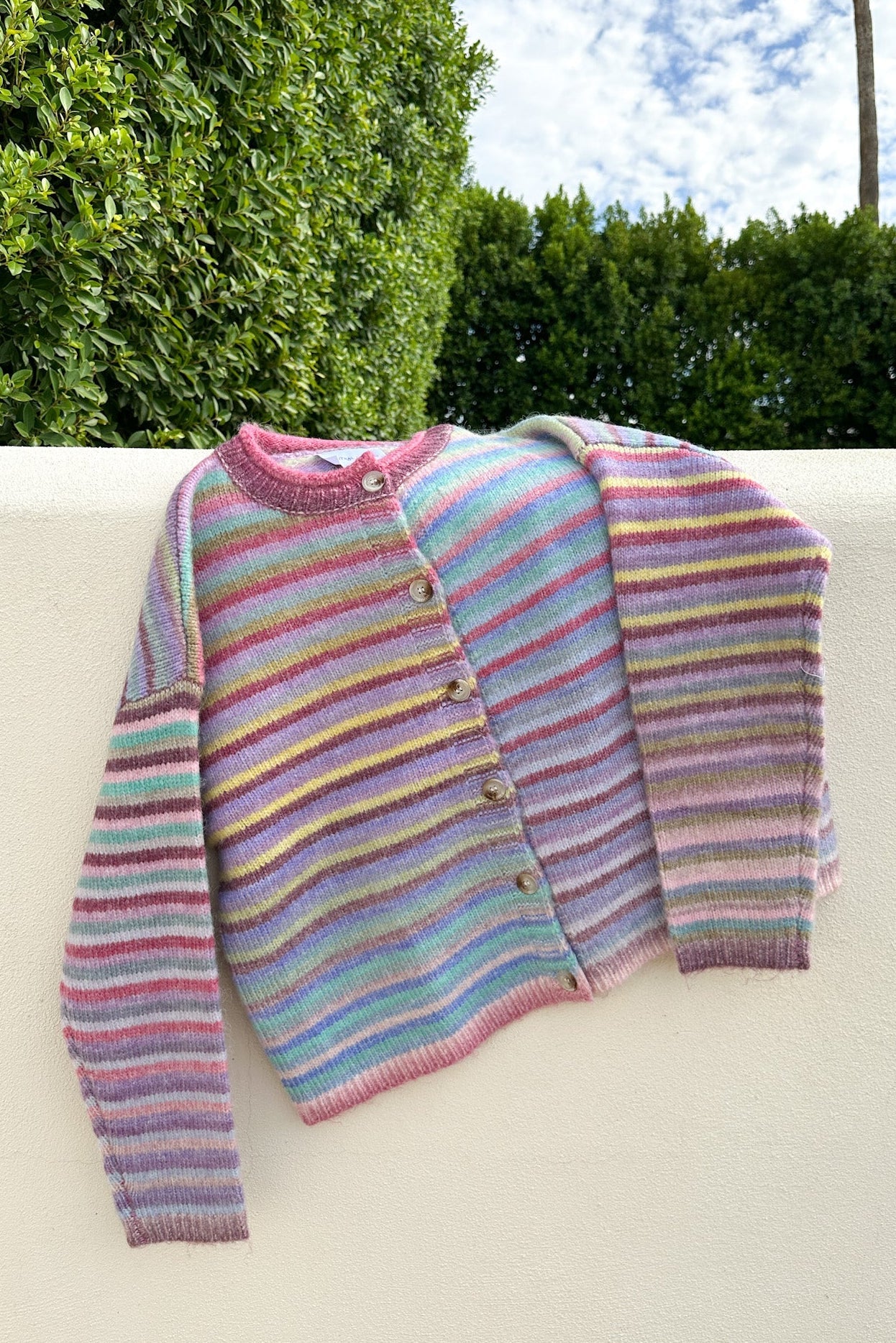Free Falling Rainbow Knit Cardigan in Cotton Candy - Neutral Ground