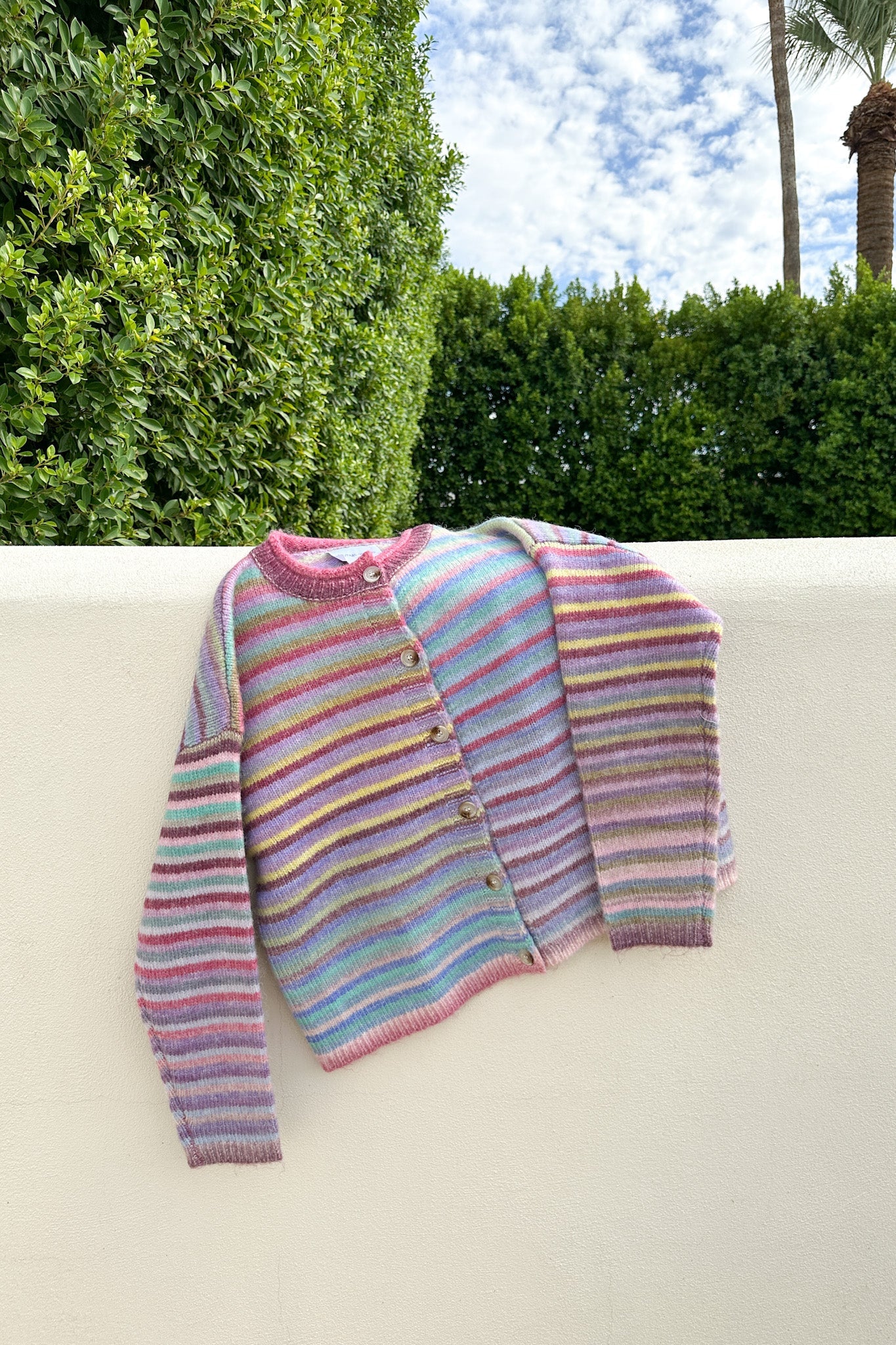 Free Falling Rainbow Knit Cardigan in Cotton Candy - Neutral Ground