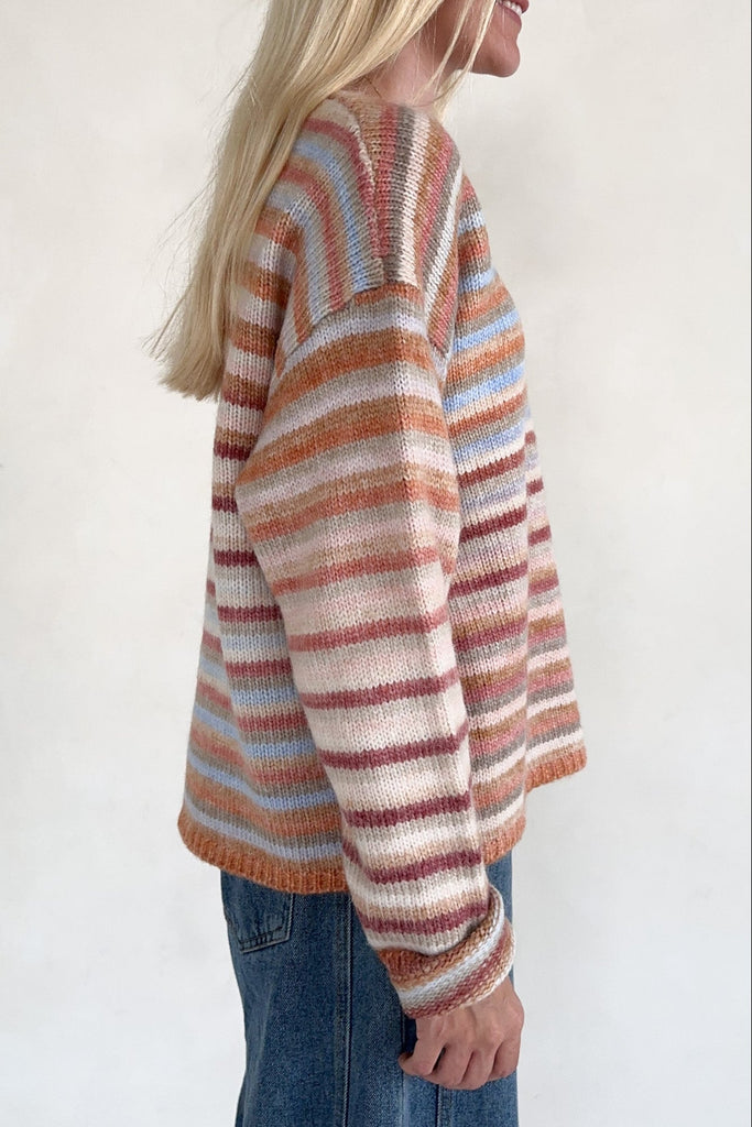 Free Falling Rainbow Knit Sweater in Creamsicle - Neutral Ground