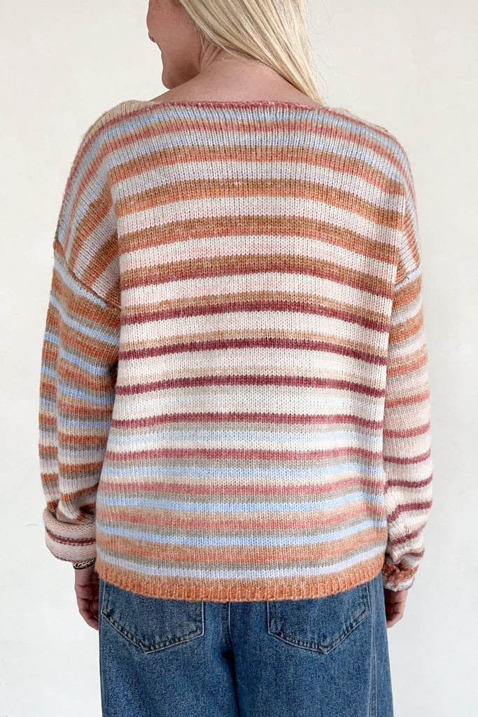 Free Falling Rainbow Knit Sweater in Creamsicle - Neutral Ground