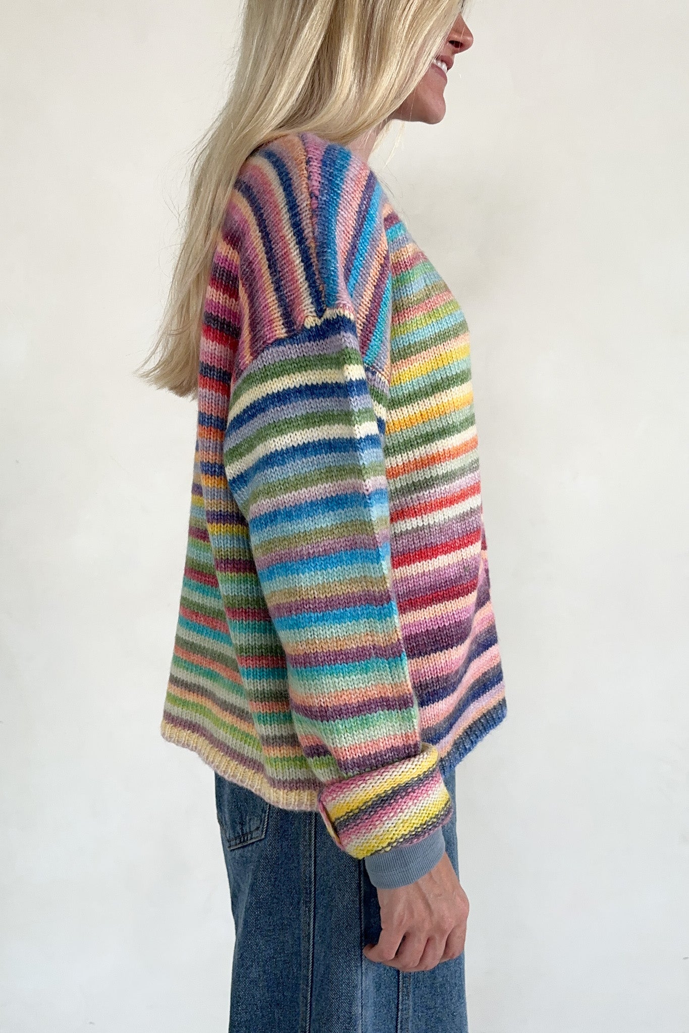 Free Falling Rainbow Knit Sweater in Sunset - Neutral Ground