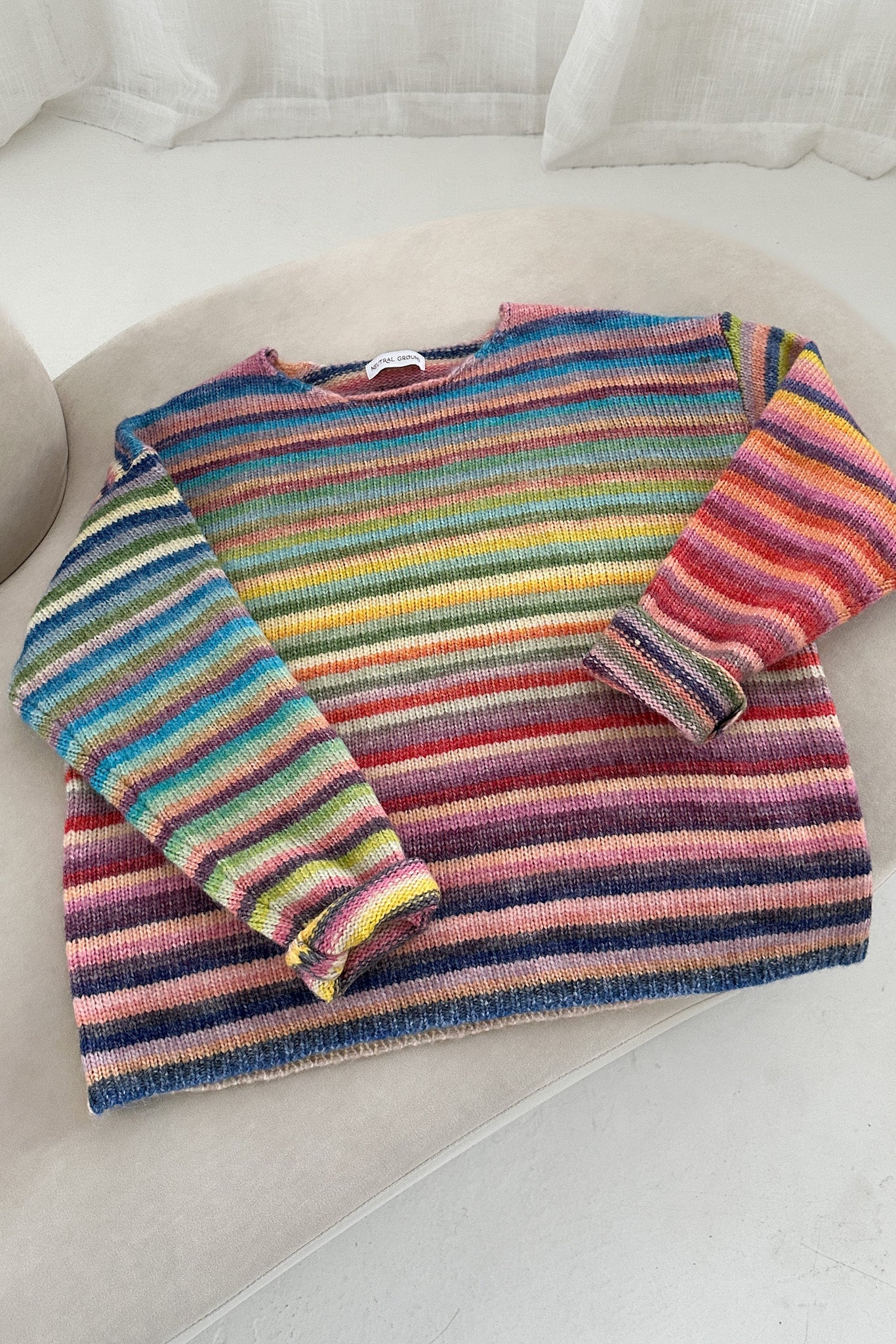 Free Falling Rainbow Knit Sweater in Sunset - Neutral Ground
