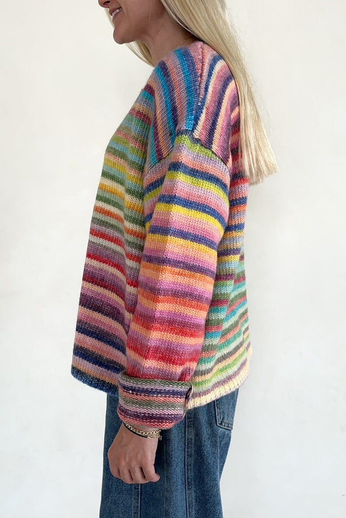 Free Falling Rainbow Knit Sweater in Sunset - Neutral Ground