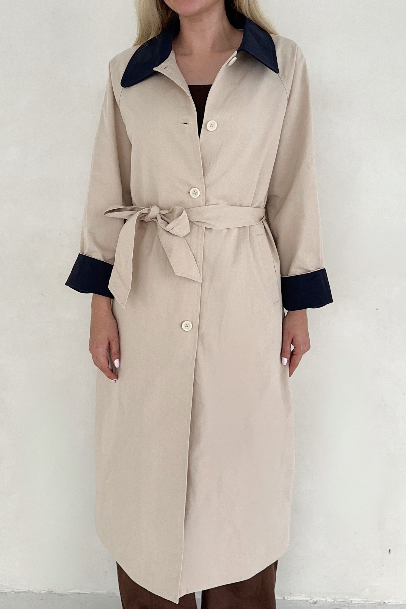 Genevieve Cotton Trench Coat - Neutral Ground