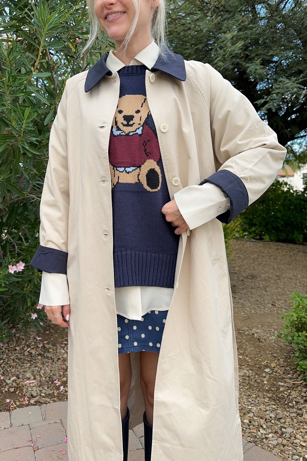 Genevieve Cotton Trench Coat - Neutral Ground