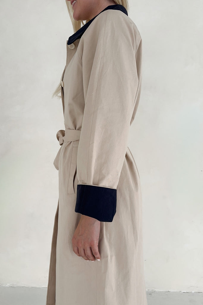 Genevieve Cotton Trench Coat - Neutral Ground