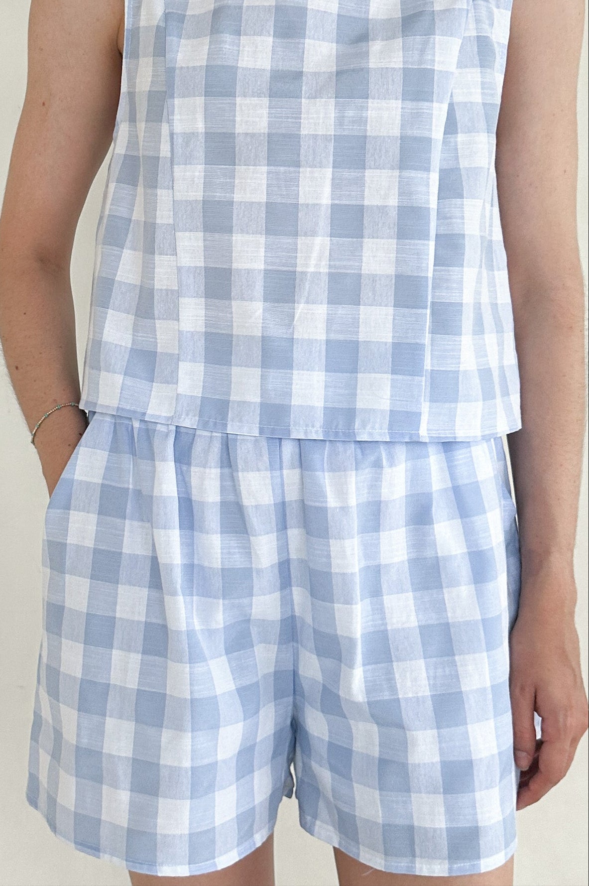 Gigi Gingham Checkered Shorts - Neutral Ground