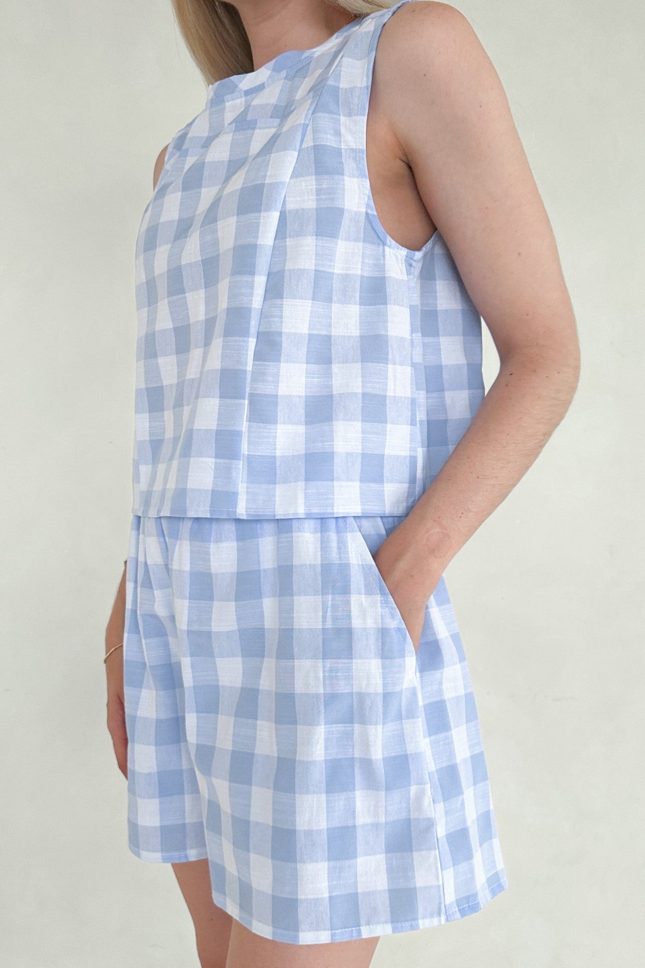 Gigi Gingham Checkered Shorts - Neutral Ground