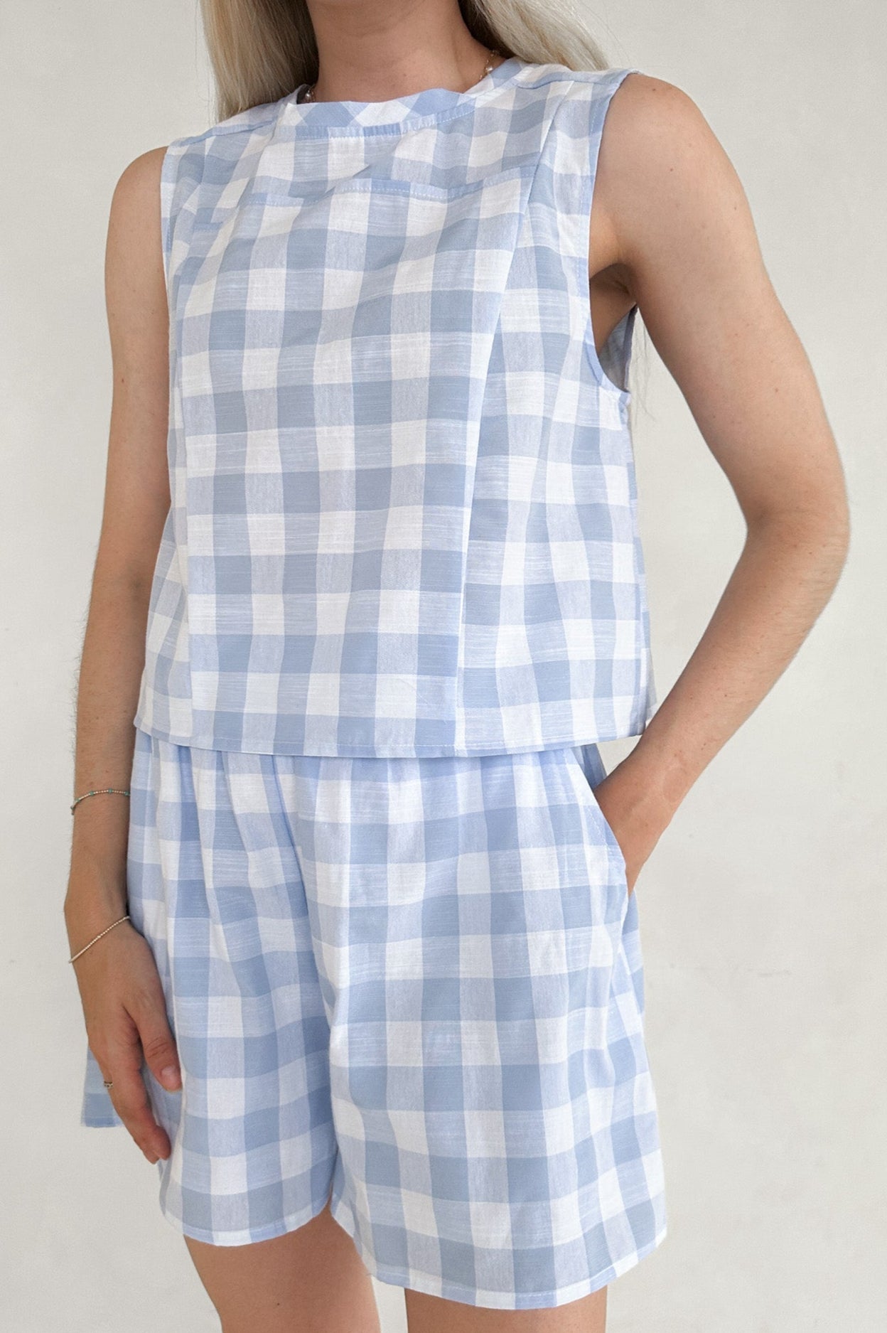 Gigi Gingham Checkered Shorts - Neutral Ground