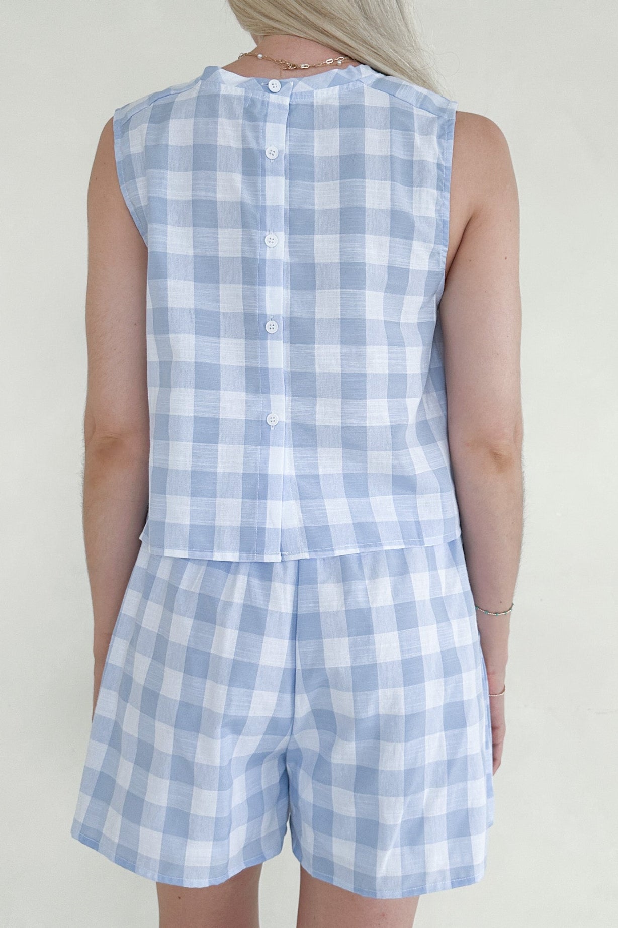 Gigi Gingham Checkered Shorts - Neutral Ground