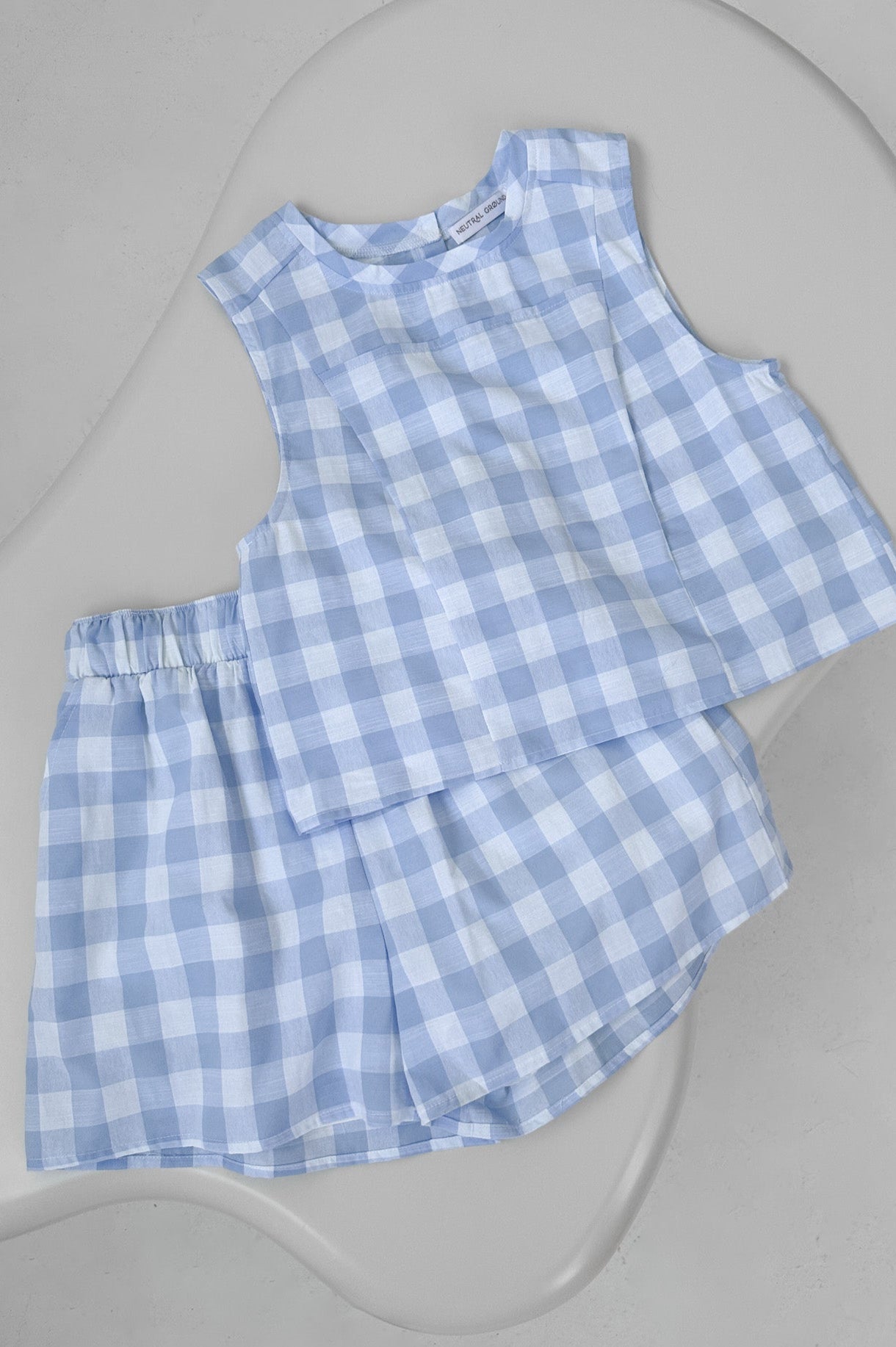 Gigi Gingham Checkered Top - Neutral Ground