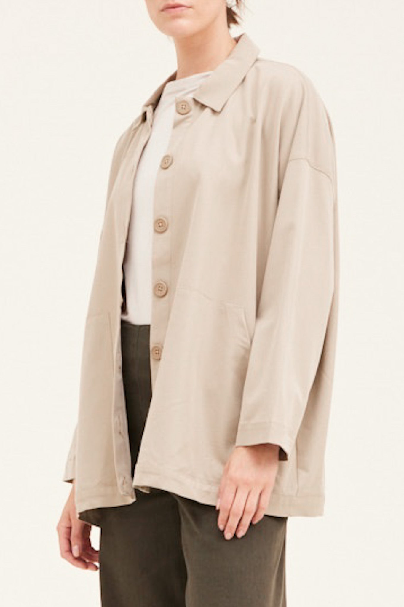 Glasgow Oversized Button Up Jacket - Neutral Ground