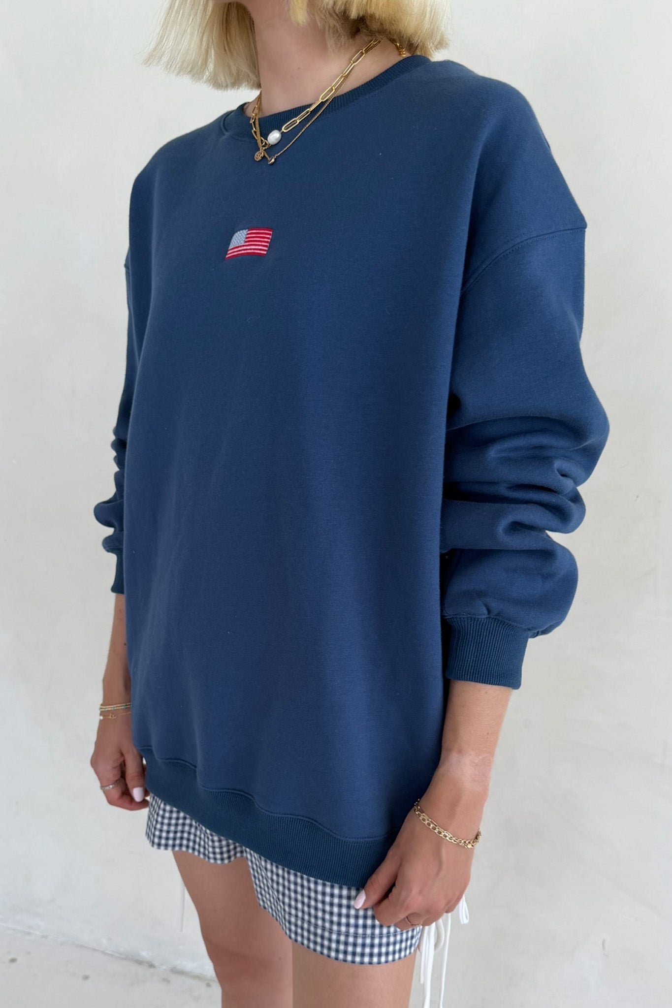 Glory Days Slouchy Crew Sweatshirt in Navy - Neutral Ground