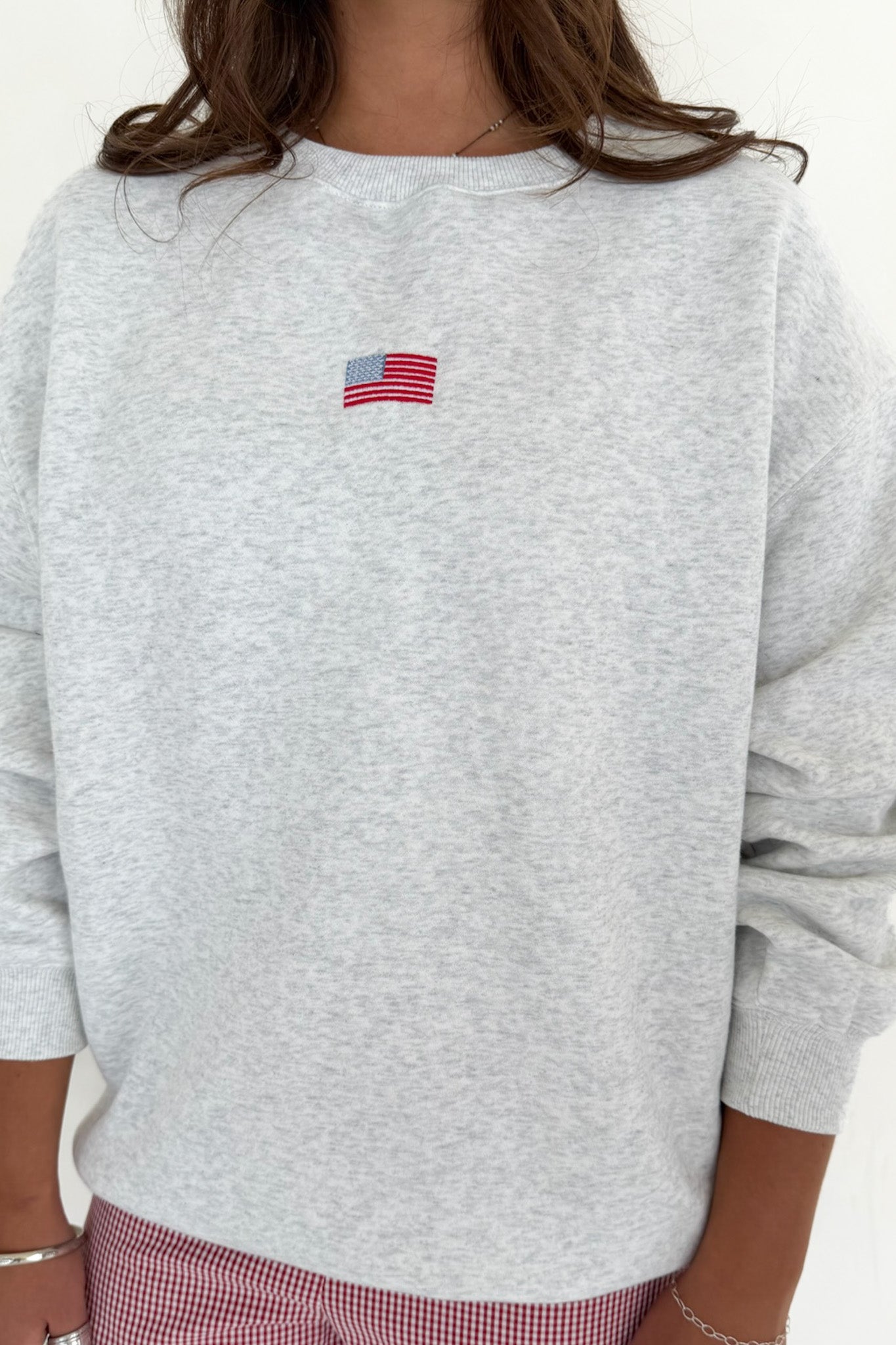 Glory Days Slouchy Crew Sweatshirt in White Melange - Neutral Ground