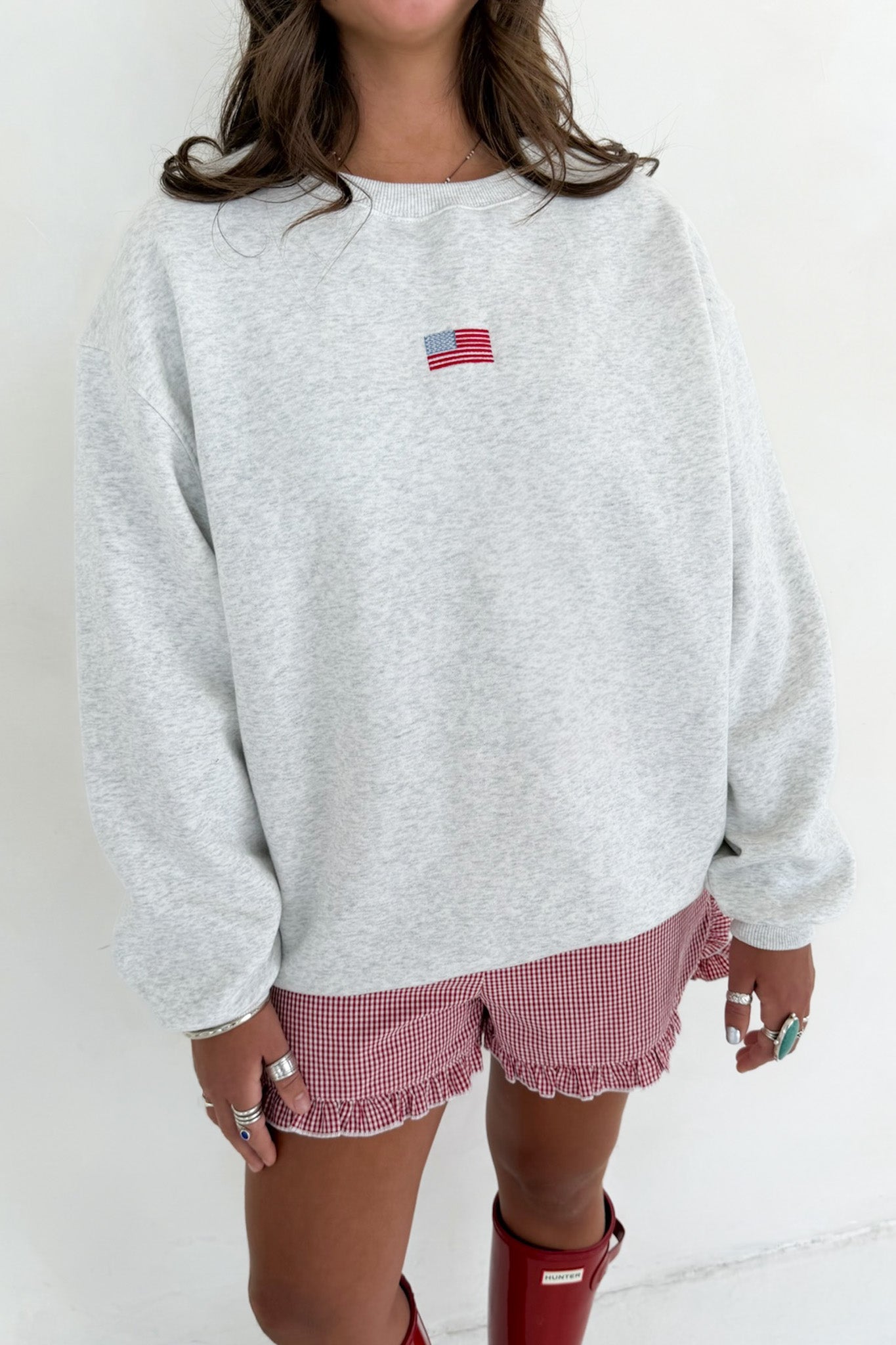 Glory Days Slouchy Crew Sweatshirt in White Melange - Neutral Ground
