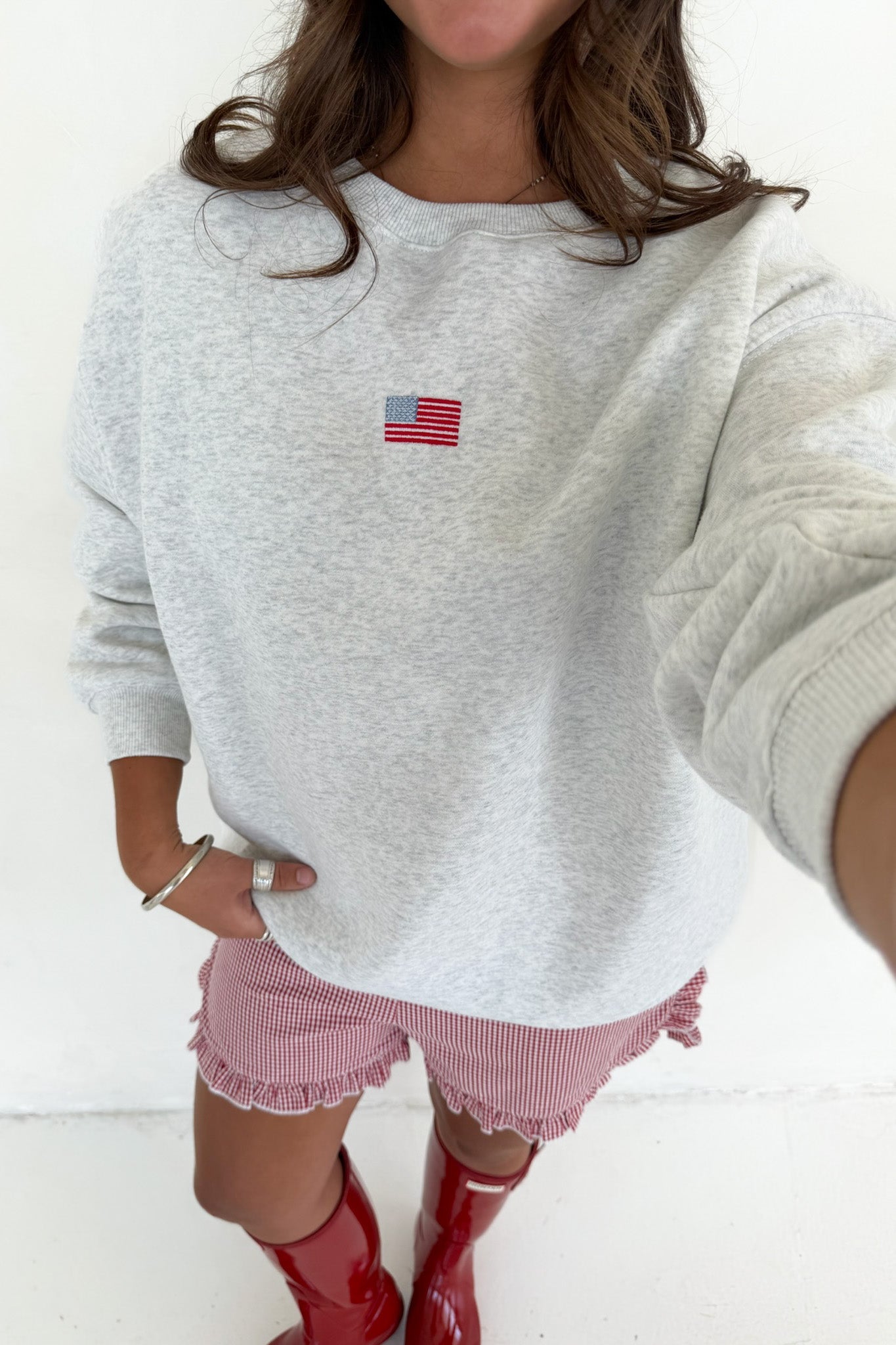 Glory Days Slouchy Crew Sweatshirt in White Melange - Neutral Ground