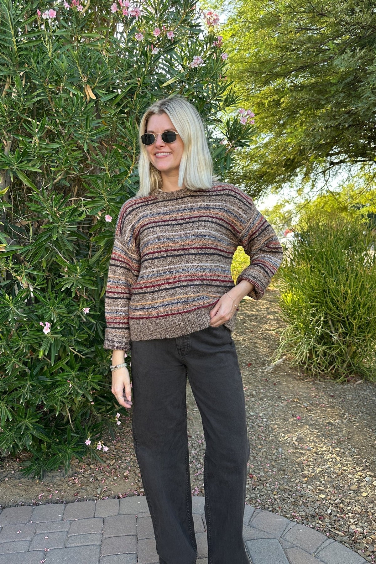 Going West Striped Knit Sweater - Neutral Ground