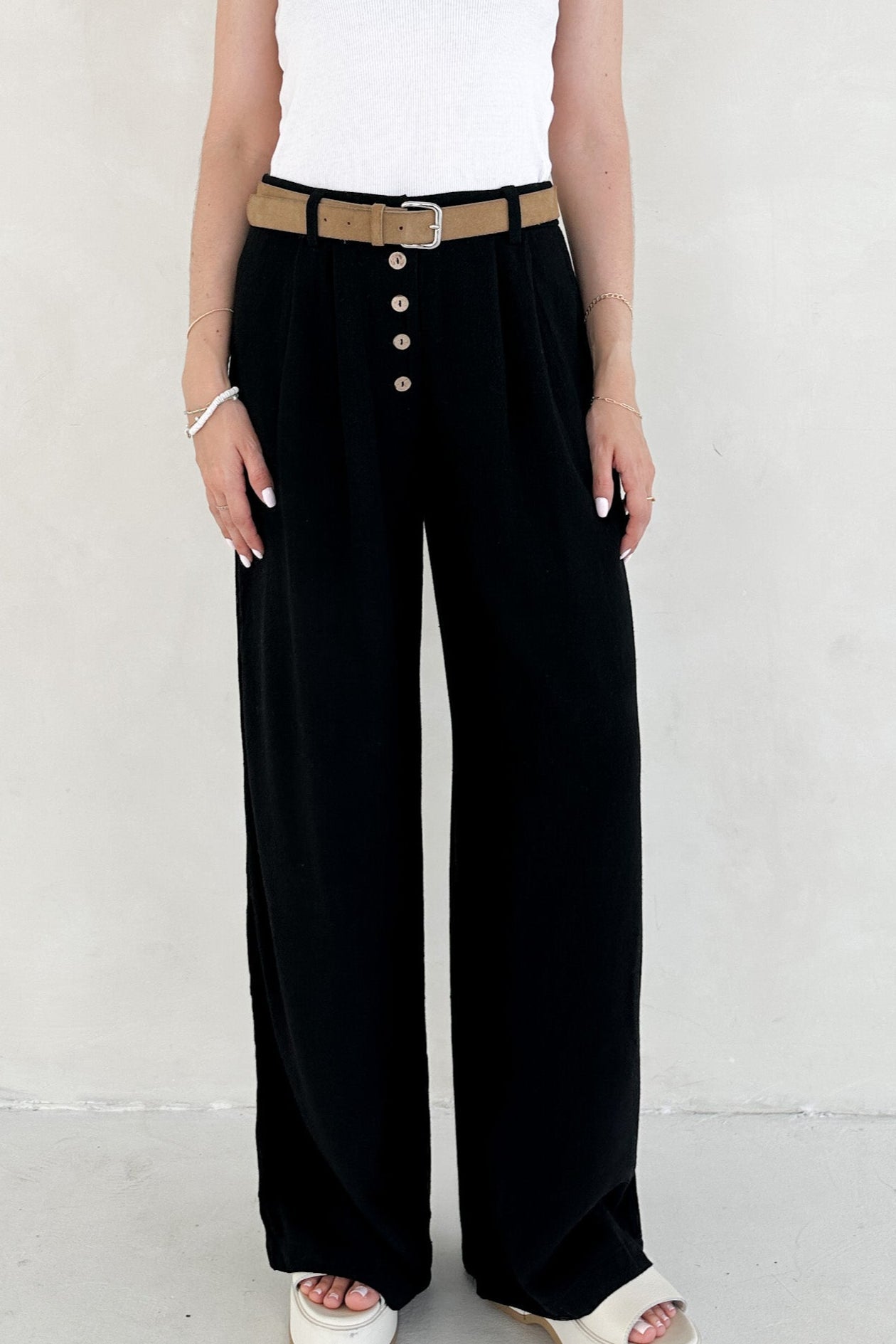Golden Hour Soft Linen High Waisted Palazzo Pants - Neutral Ground