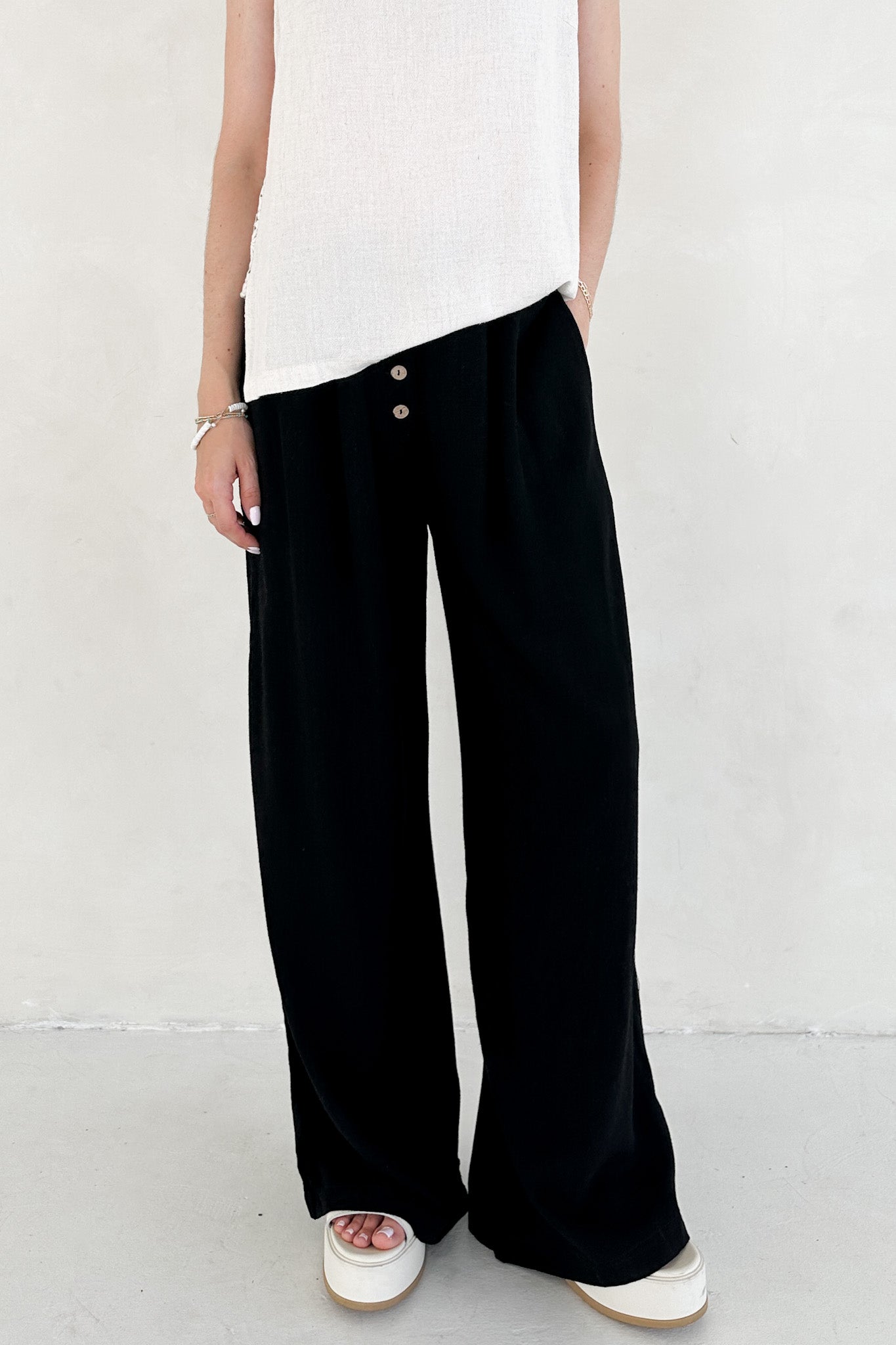 Golden Hour Soft Linen High Waisted Palazzo Pants - Neutral Ground