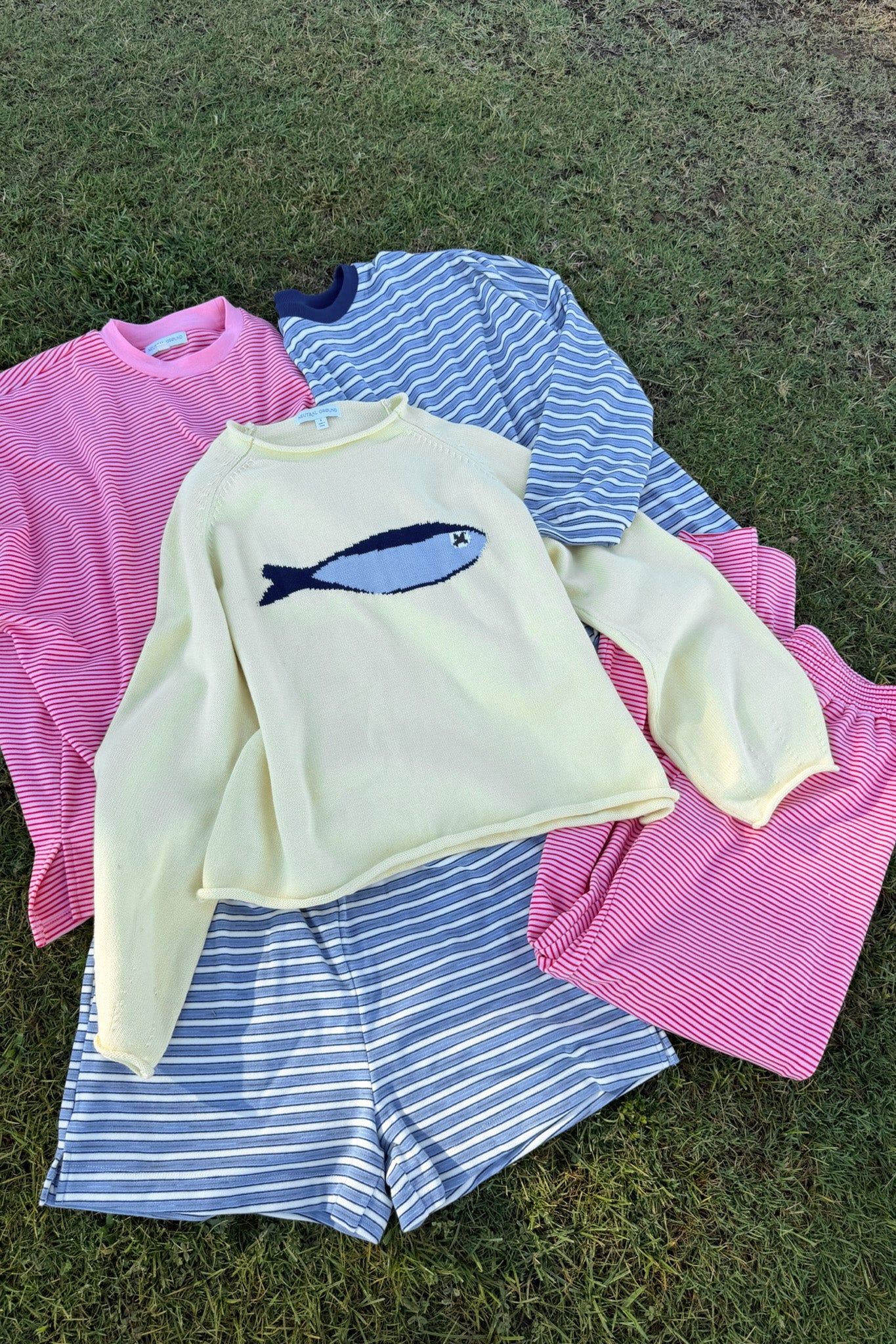 Gone Fishin' Cotton Sardine Knit Sweater - Neutral Ground