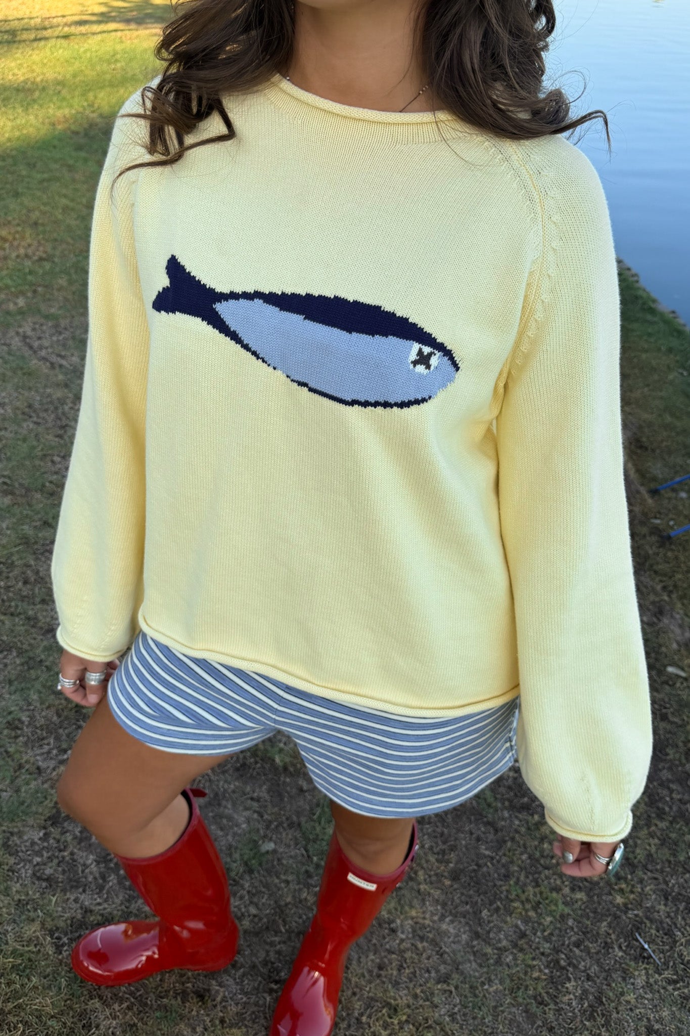 Gone Fishin' Cotton Sardine Knit Sweater - Neutral Ground