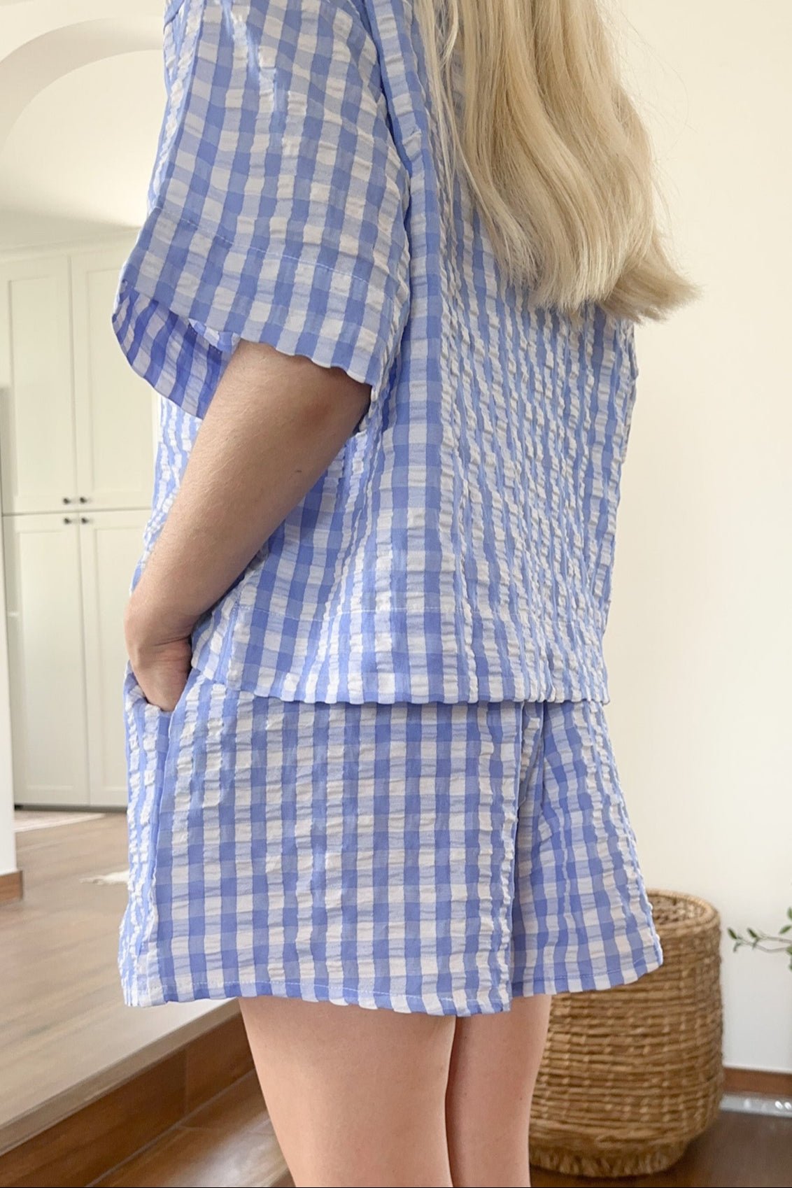 Gracie Gingham Checkered Shorts - Neutral Ground