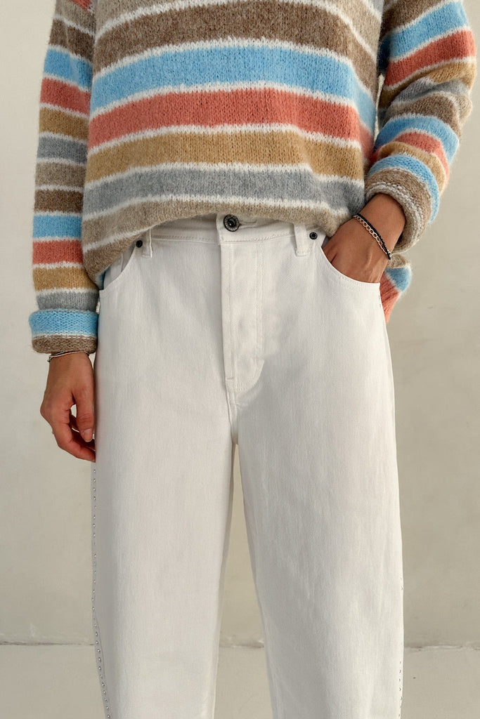 Halley Studded Straight Jeans - Neutral Ground
