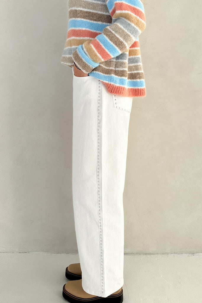 Halley Studded Straight Jeans - Neutral Ground