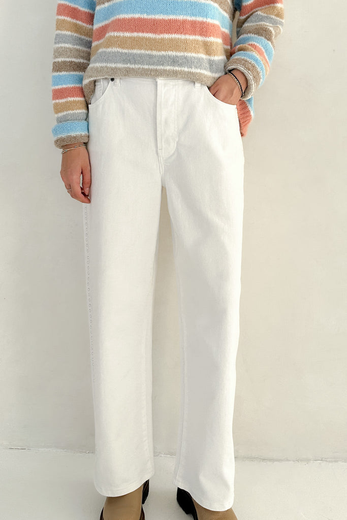 Halley Studded Straight Jeans - Neutral Ground