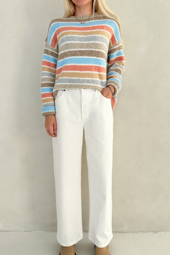 Halley Studded Straight Jeans - Neutral Ground