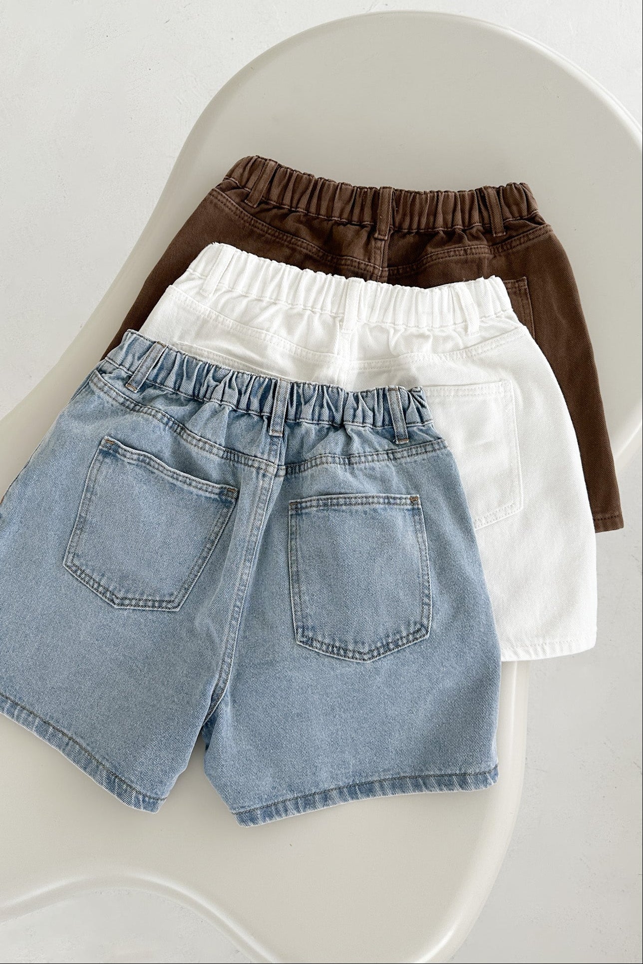 Hallie Classic A - line Denim Shorts in Mocha - Neutral Ground