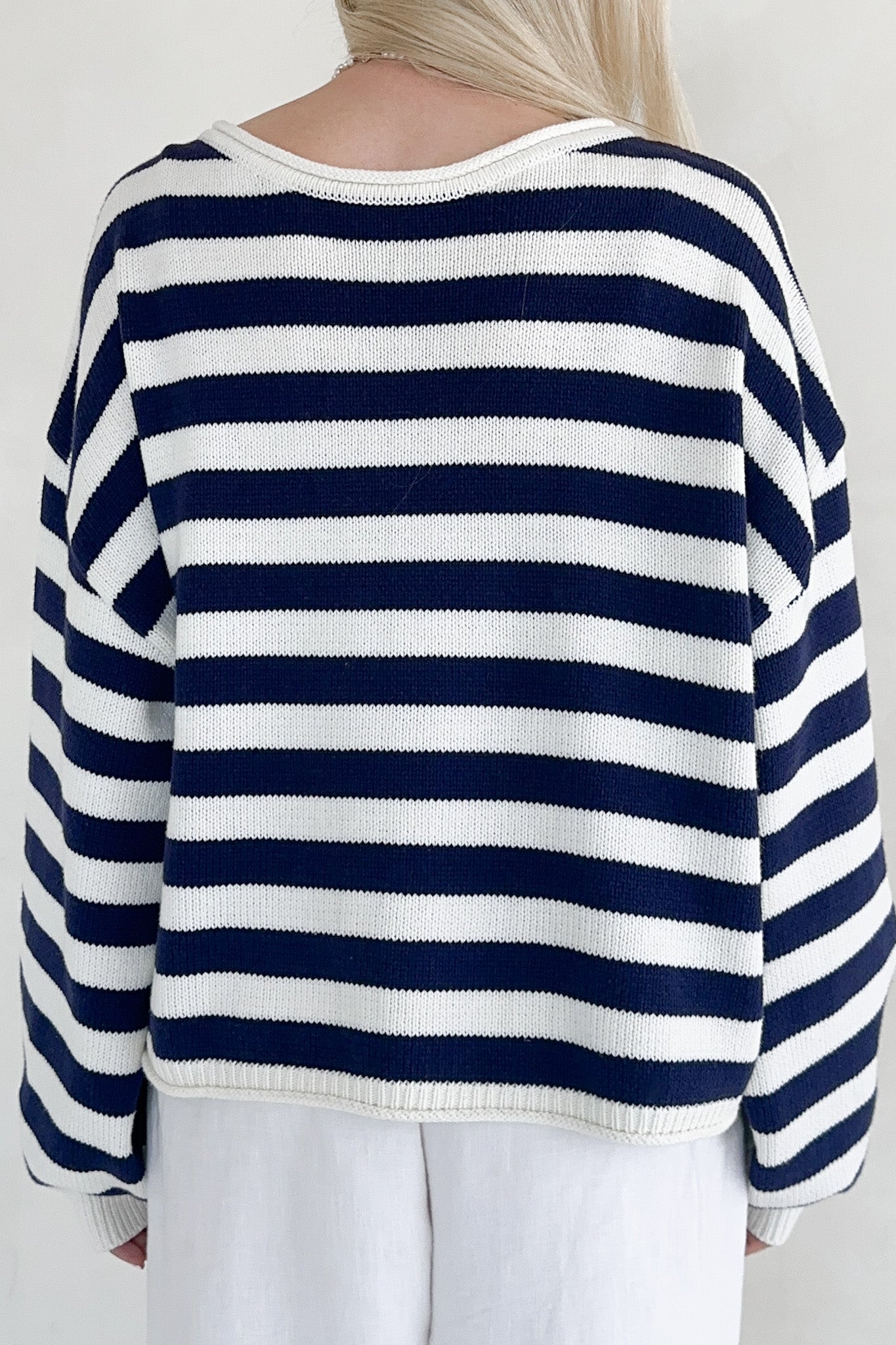 Hampton Navy and White Striped Sweater Top - Neutral Ground
