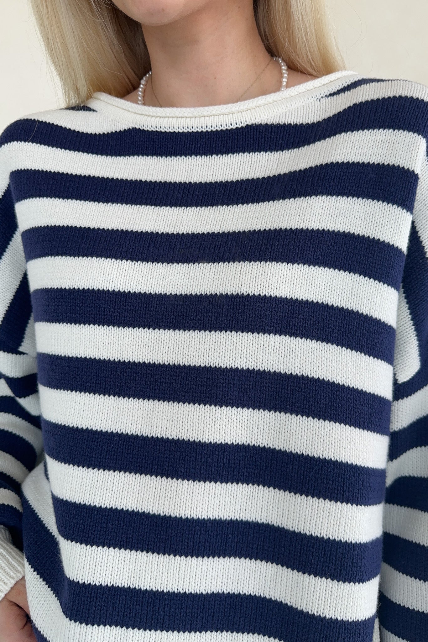 Hampton Navy and White Striped Sweater Top - Neutral Ground