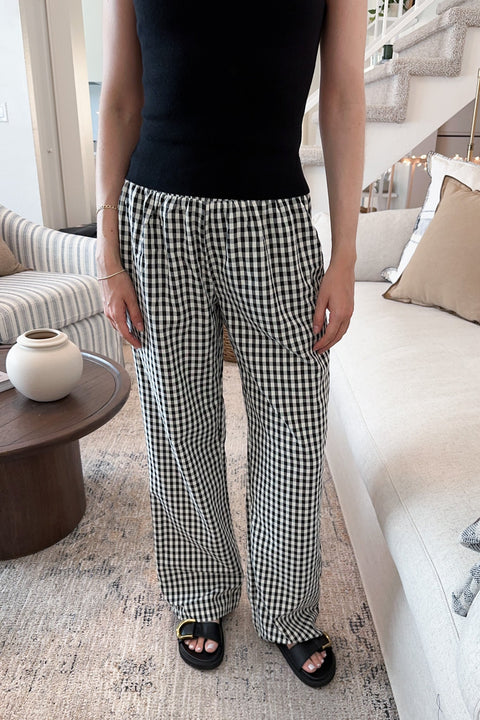 Hampton Relaxed Gingham Pants in Black | Neutral Ground