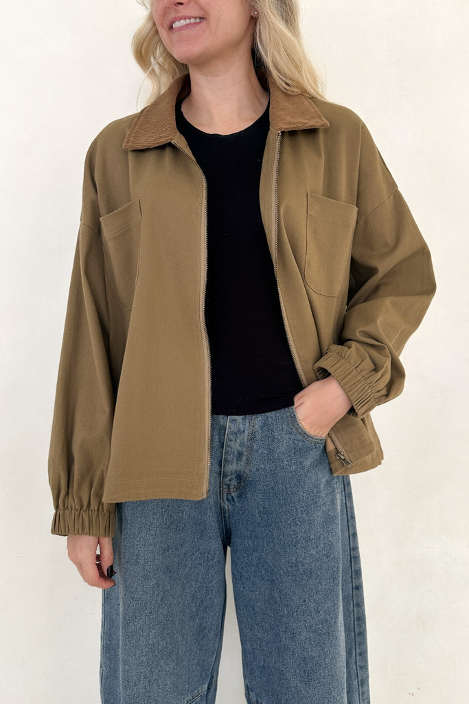 Harley Corduroy Collared Jacket - Neutral Ground