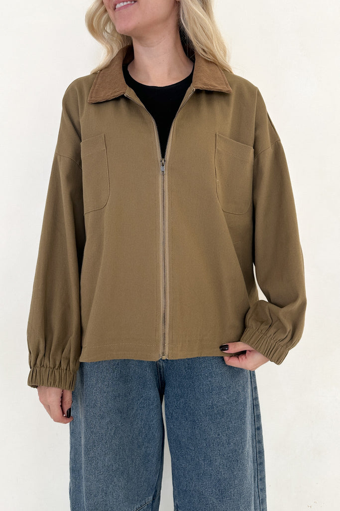 Harley Corduroy Collared Jacket - Neutral Ground