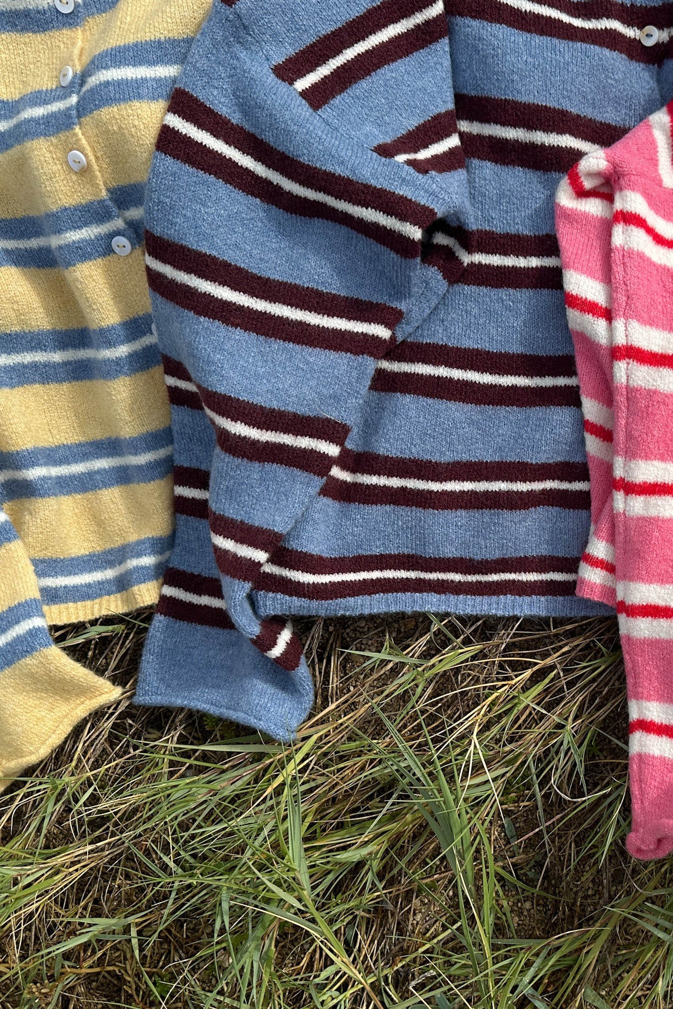 Haven Cardigan in Blue and Maroon - Neutral Ground