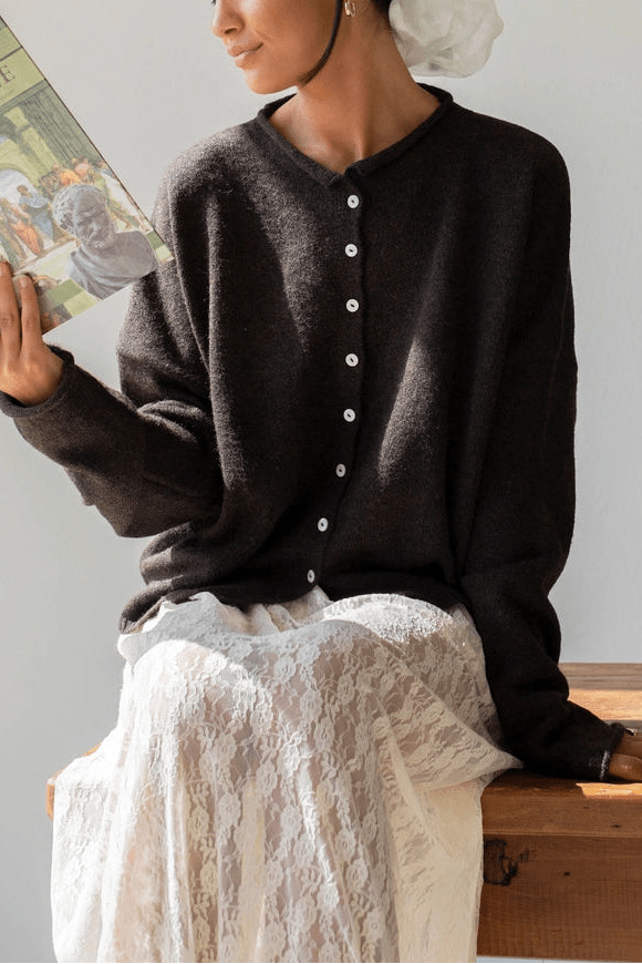 Haven Cardigan in Chocolate Brown - Neutral Ground